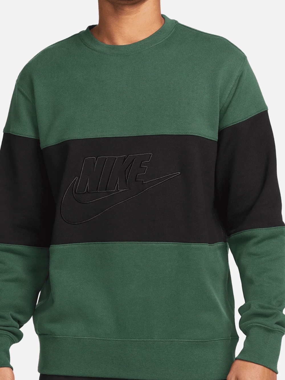 Nike Green and Black Colorblock Crewneck Sweatshirt